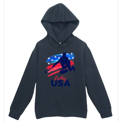 Curling USA Support The Team USA Flag Curl Clean Urban Pullover Hoodie