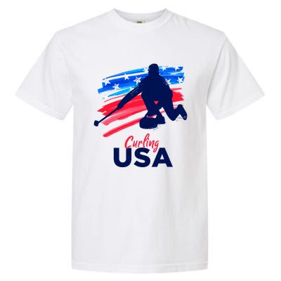 Curling USA Support The Team USA Flag Curl Clean Garment-Dyed Heavyweight T-Shirt