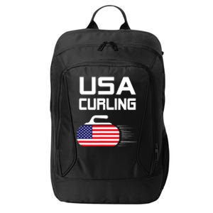 Curling USA Support Team American Flag Winter Sports Lovers City Backpack