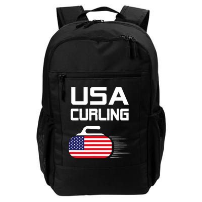 Curling USA Support Team American Flag Winter Sports Lovers Backpack