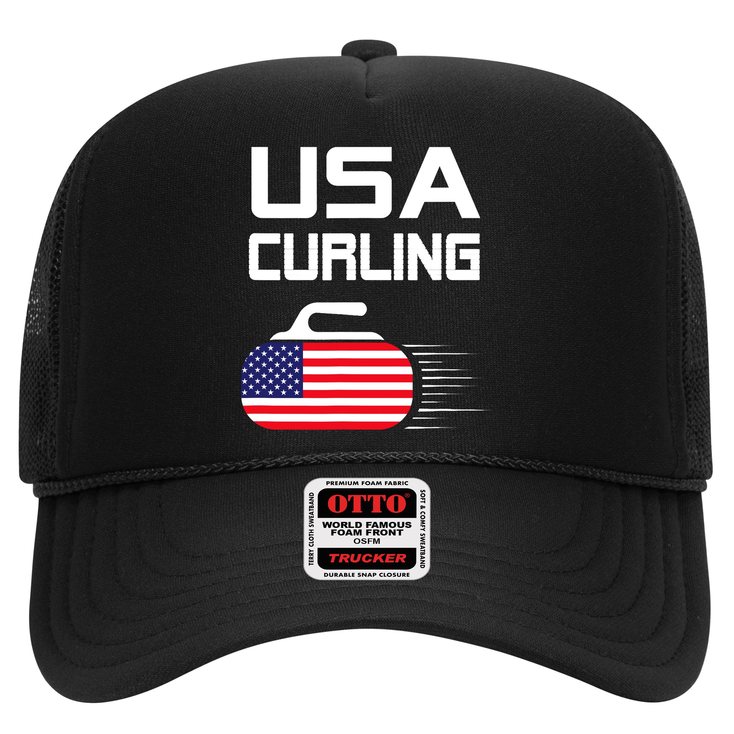 Curling USA Support Team American Flag Winter Sports Lovers Hat