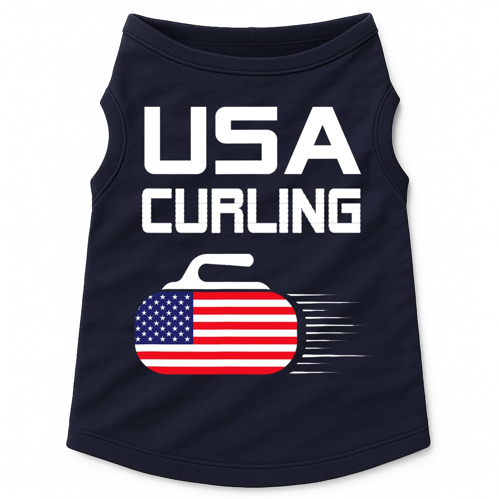 Curling USA Support Team American Flag Winter Sports Lovers Doggie Tank