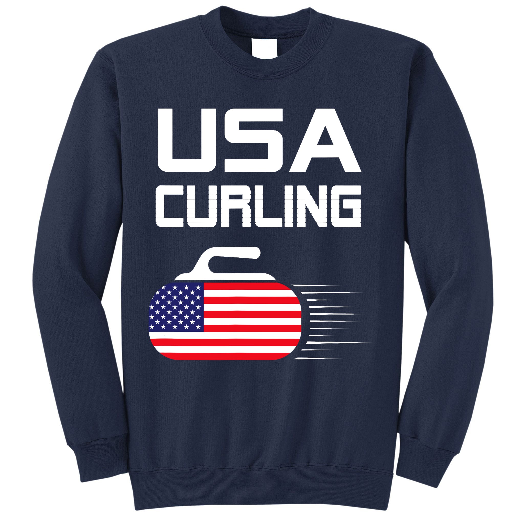 Curling USA Support Team American Flag Winter Sports Lovers Sweatshirt