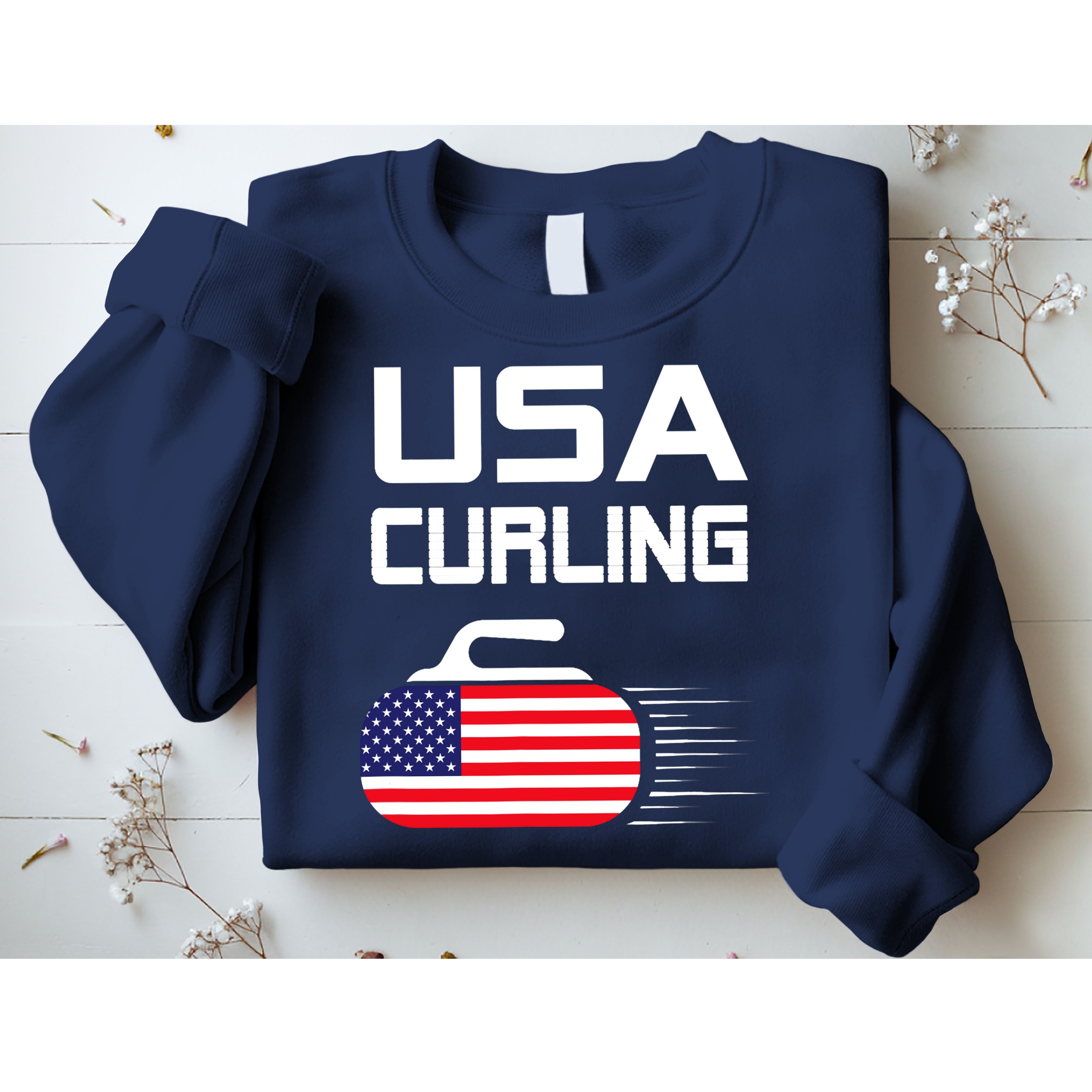 Curling USA Support Team American Flag Winter Sports Lovers Sweatshirt