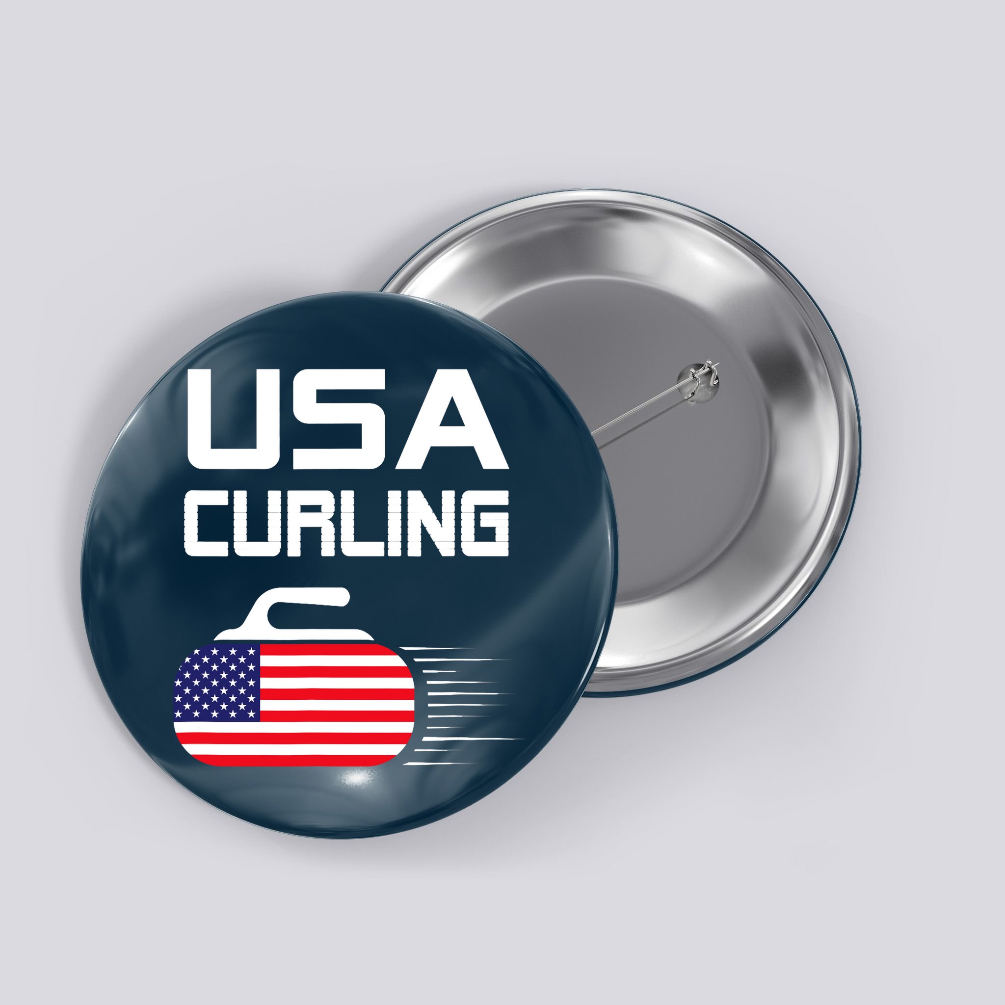 Curling USA Support Team American Flag Winter Sports Lovers Button