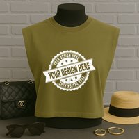 Custom Design Upload Create Your Own  Garment-Dyed Women's Muscle Tee