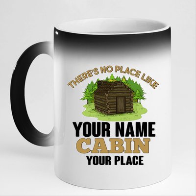 Custom Cabin Camping Trip Personalize 11oz Black Color Changing Mug