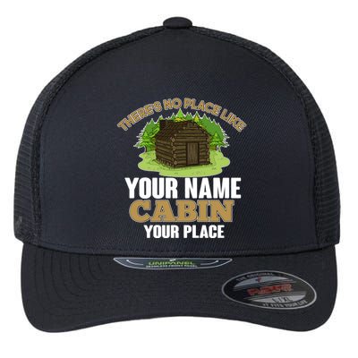Custom Cabin Camping Trip Personalize Flexfit Unipanel Trucker Cap