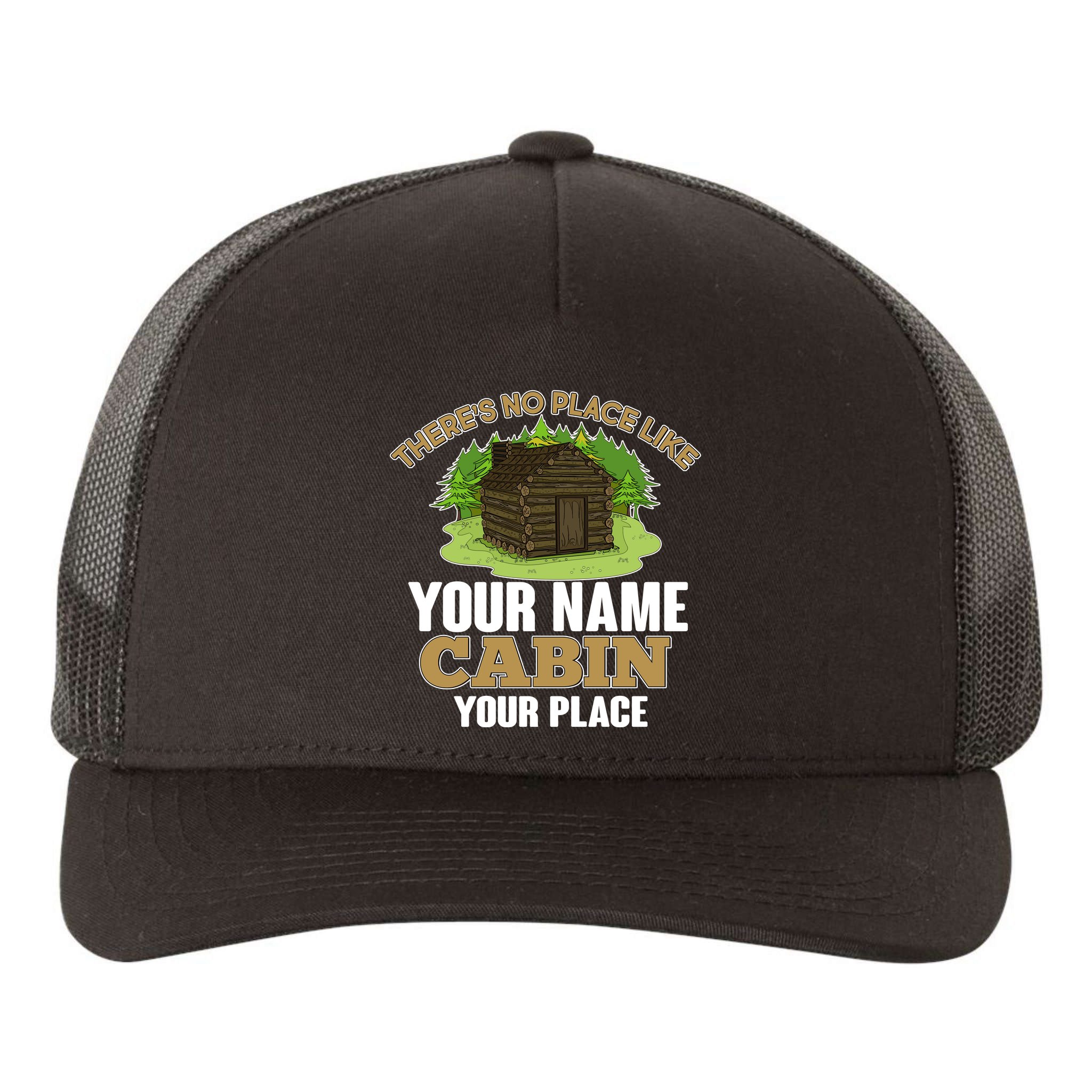 Custom Cabin Camping Trip Personalize Yupoong Adult 5-Panel Trucker Hat