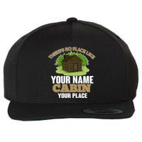 Custom Cabin Camping Trip Personalize Wool Snapback Cap
