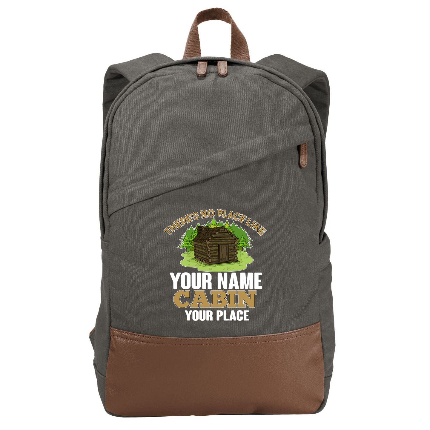 Custom Cabin Camping Trip Personalize Cotton Canvas Backpack