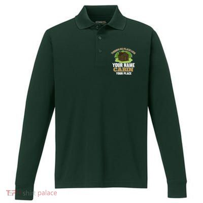 Custom Cabin Camping Trip Personalize Performance Long Sleeve Polo