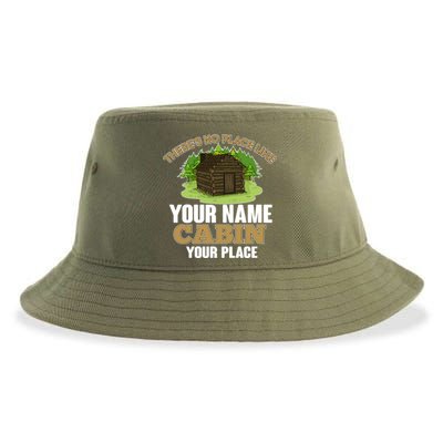 Custom Cabin Camping Trip Personalize Sustainable Bucket Hat