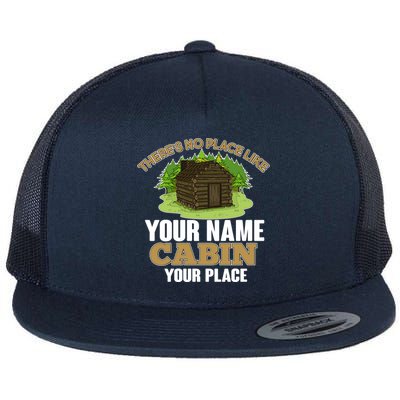 Custom Cabin Camping Trip Personalize Flat Bill Trucker Hat