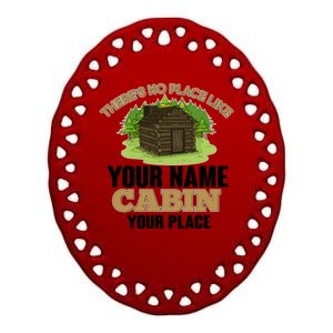 Custom Cabin Camping Trip Personalize Ceramic Oval Ornament