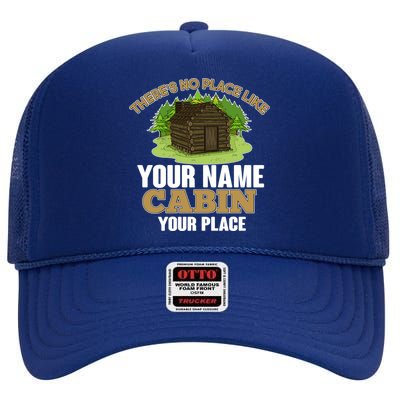 Custom Cabin Camping Trip Personalize High Crown Mesh Back Trucker Hat