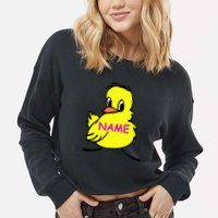 Custom Chick Funny Cute Personalize Cropped Pullover Crew