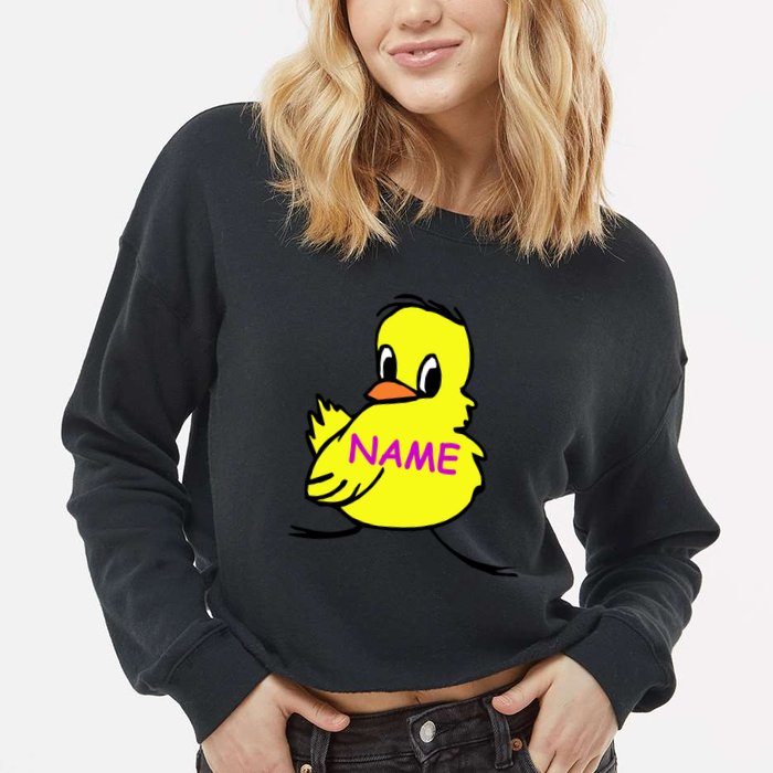 Custom Chick Funny Cute Personalize Cropped Pullover Crew