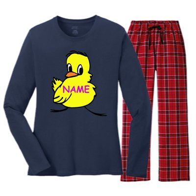 Custom Chick Funny Cute Personalize Women's Long Sleeve Flannel Pajama Set 