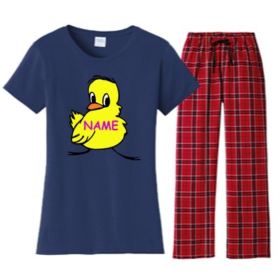 Custom Chick Funny Cute Personalize Women's Flannel Pajama Set