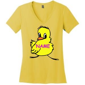 Custom Chick Funny Cute Personalize Women's V-Neck T-Shirt