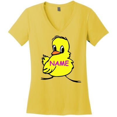 Custom Chick Funny Cute Personalize Women's V-Neck T-Shirt