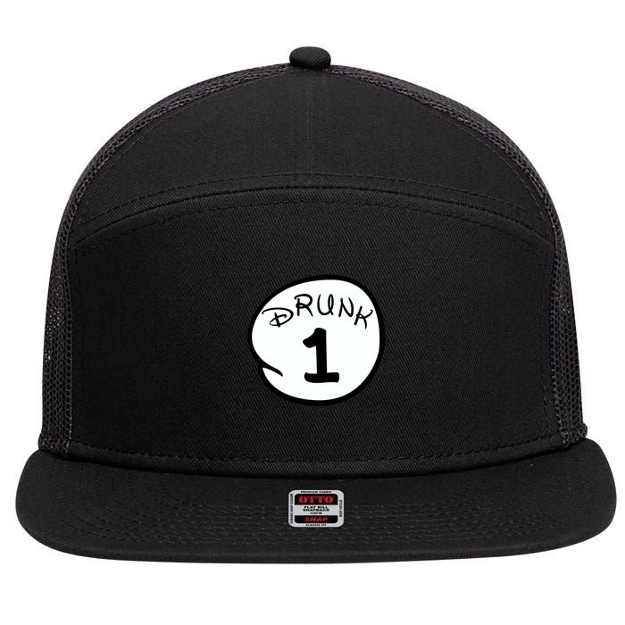 Custom Drunk 1 2 3 4 5 Personalize 7 Panel Mesh Trucker Snapback Hat