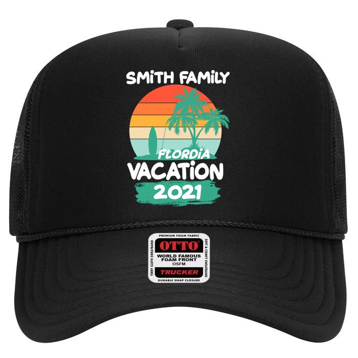 Custom Family Vacation Personalize Design High Crown Mesh Back Trucker Hat