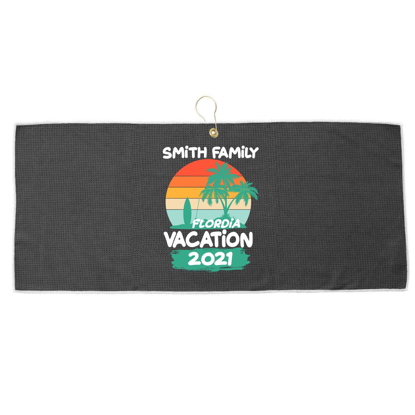 Custom Family Vacation Personalize Design Large Microfiber Waffle Golf Towel