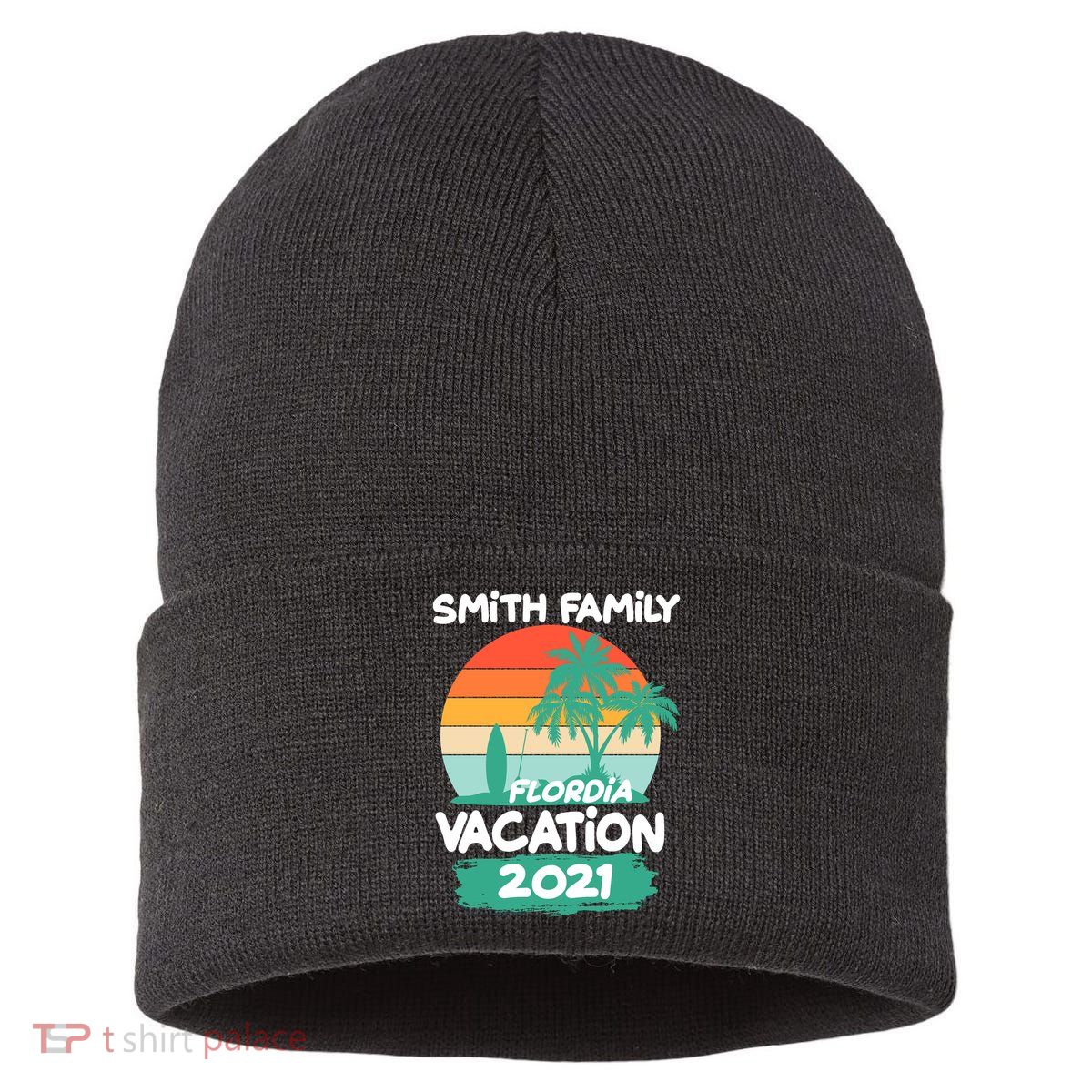 Custom Family Vacation Personalize Design Sustainable Knit Beanie
