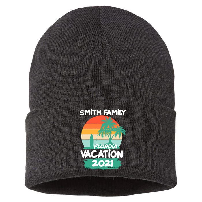 Custom Family Vacation Personalize Design Sustainable Knit Beanie