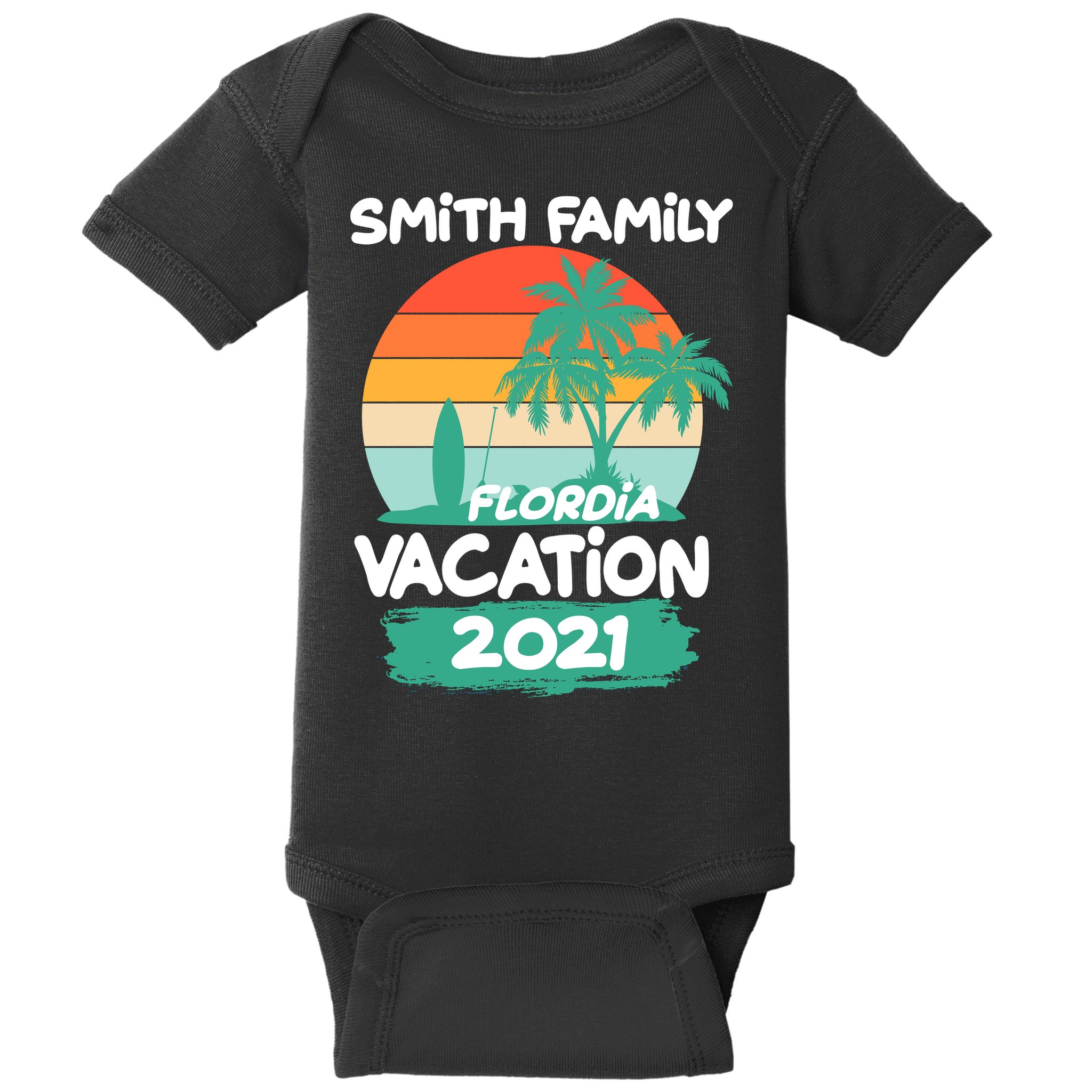 Custom Family Vacation Personalize Design Baby Bodysuit