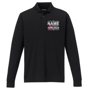 Custom Name For Present 2024 Election Performance Long Sleeve Polo