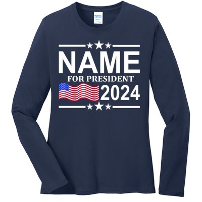 Custom Name For Present 2024 Election Ladies Long Sleeve Shirt