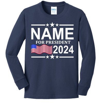 Custom Name For Present 2024 Election Kids Long Sleeve Shirt