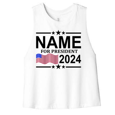 Custom Name For Present 2024 Election Women's Racerback Cropped Tank