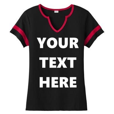 Custom Personalized Text Family Matching Ladies Halftime Notch Neck Tee