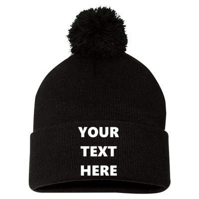 Custom Personalized Text Family Matching Pom Pom 12in Knit Beanie