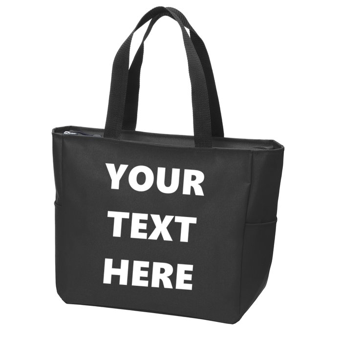 Custom Personalized Text Family Matching Zip Tote Bag