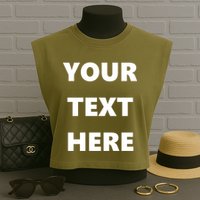 Custom Personalized Text Family Matching Garment-Dyed Women's Muscle Tee