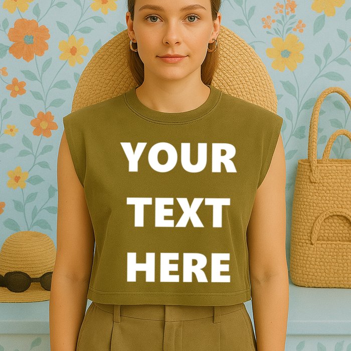 Custom Personalized Text Family Matching Garment-Dyed Women's Muscle Tee