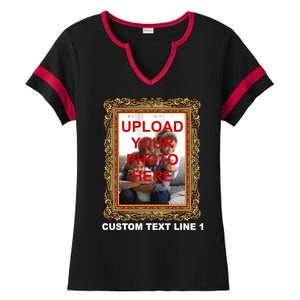 Custom Picture Frame Personalized Text And Photo Ladies Halftime Notch Neck Tee