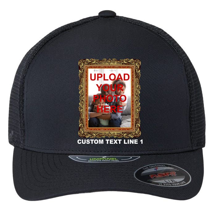 Custom Picture Frame Personalized Text And Photo Flexfit Unipanel Trucker Cap