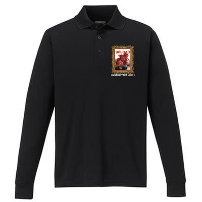 Custom Picture Frame Personalized Text And Photo Performance Long Sleeve Polo