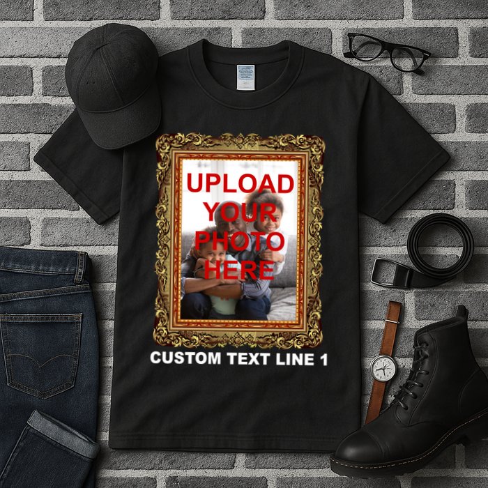 Custom Picture Frame Personalized Text And Photo Tall T-Shirt
