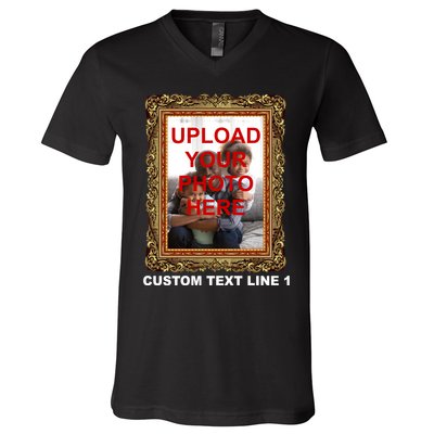 Custom Picture Frame Personalized Text And Photo V-Neck T-Shirt