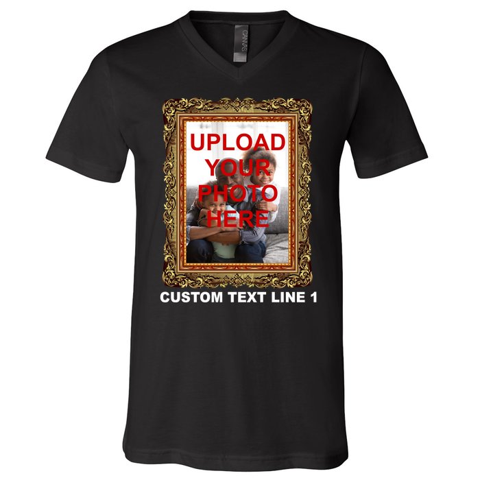 Custom Picture Frame Personalized Text And Photo V-Neck T-Shirt