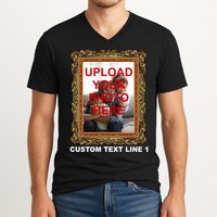 Custom Picture Frame Personalized Text And Photo V-Neck T-Shirt