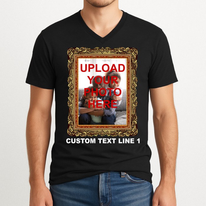 Custom Picture Frame Personalized Text And Photo V-Neck T-Shirt