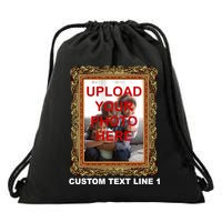 Custom Picture Frame Personalized Text And Photo Drawstring Bag